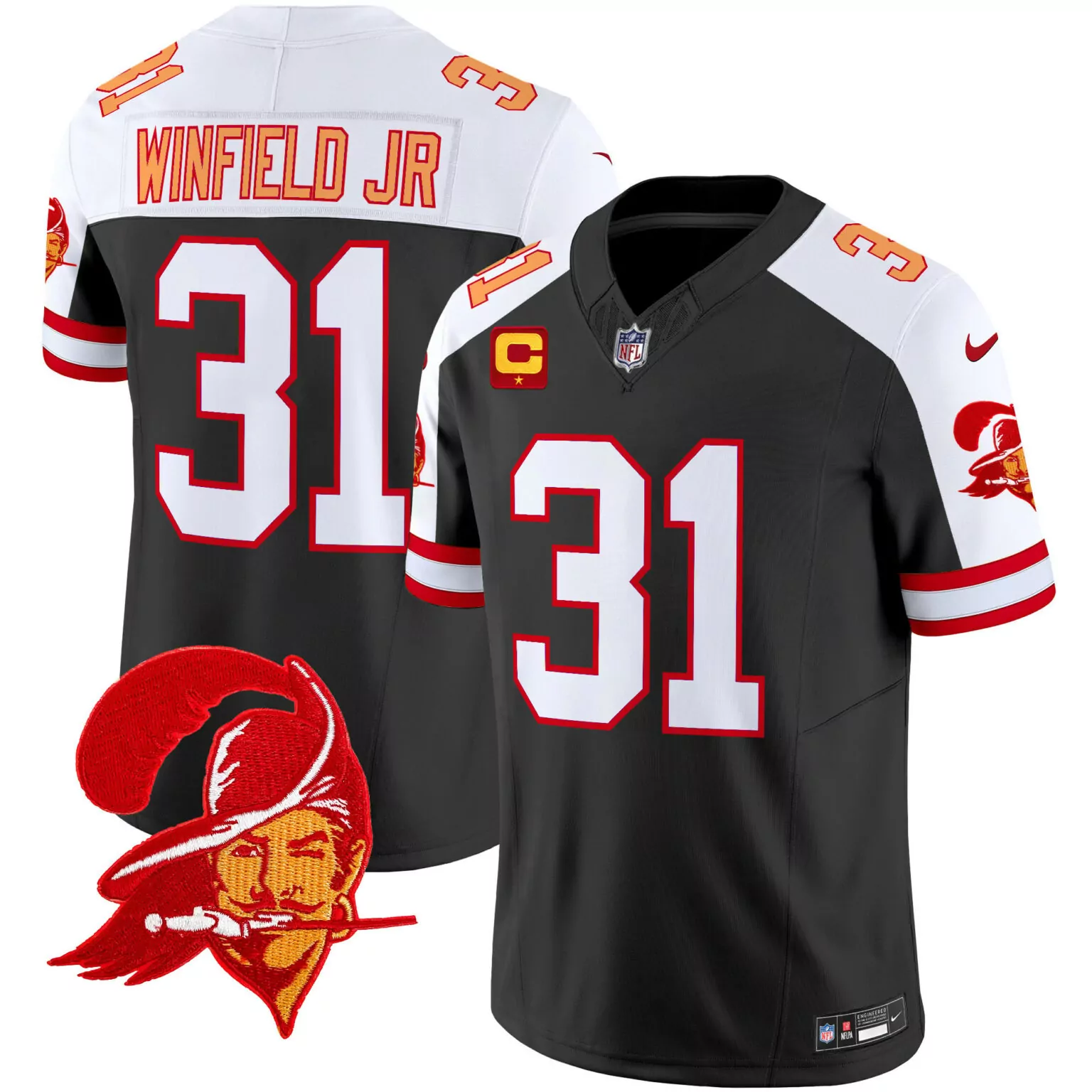 Antoine Winfield 31 Buccaneers Jersey Black Buccaneer Men White Red Alternate Throwback