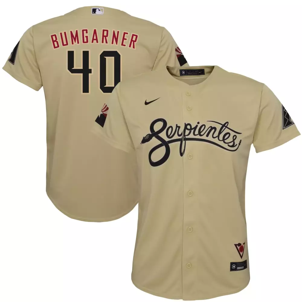 Madison Bumgarner 40 Serpientes Jersey Tan Arizona Fall League Men Black Red Replica