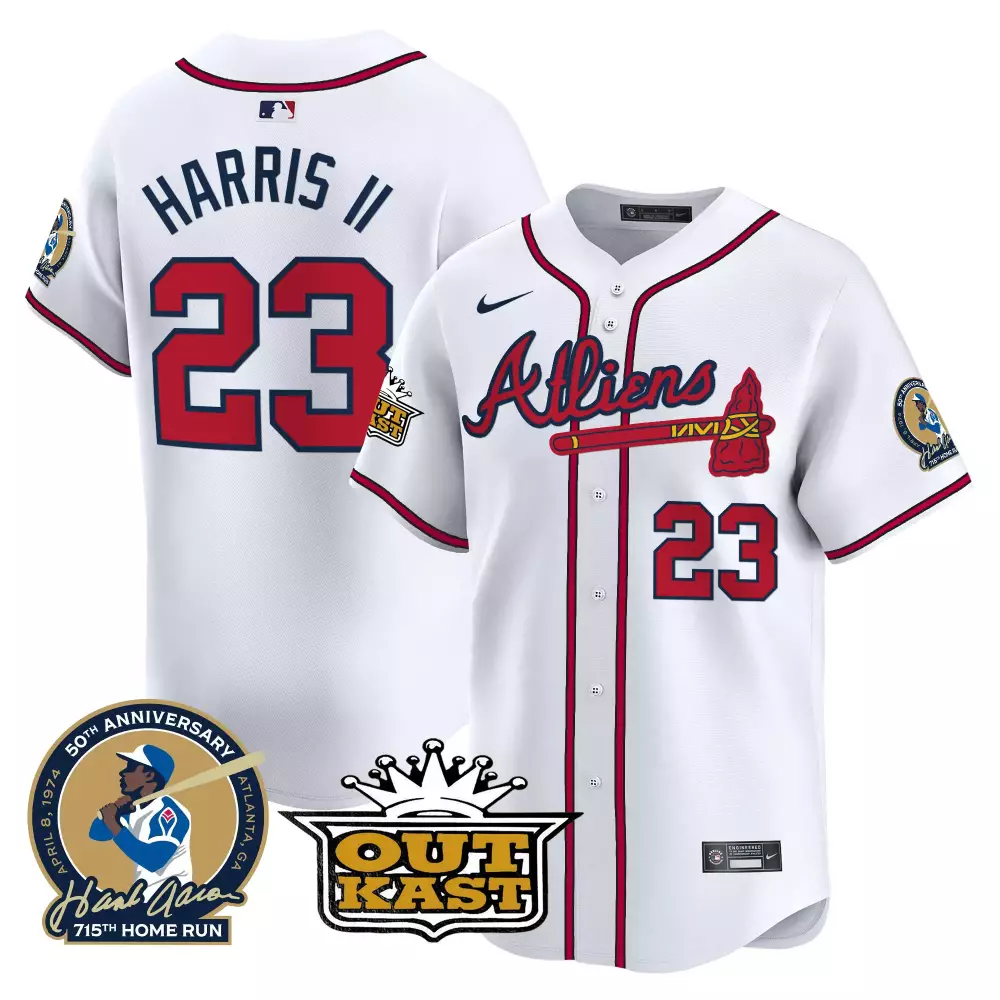 Harris Ii 23 Atlanta Braves Jersey White Outkast Men Red Navy Vapor Premier Limited