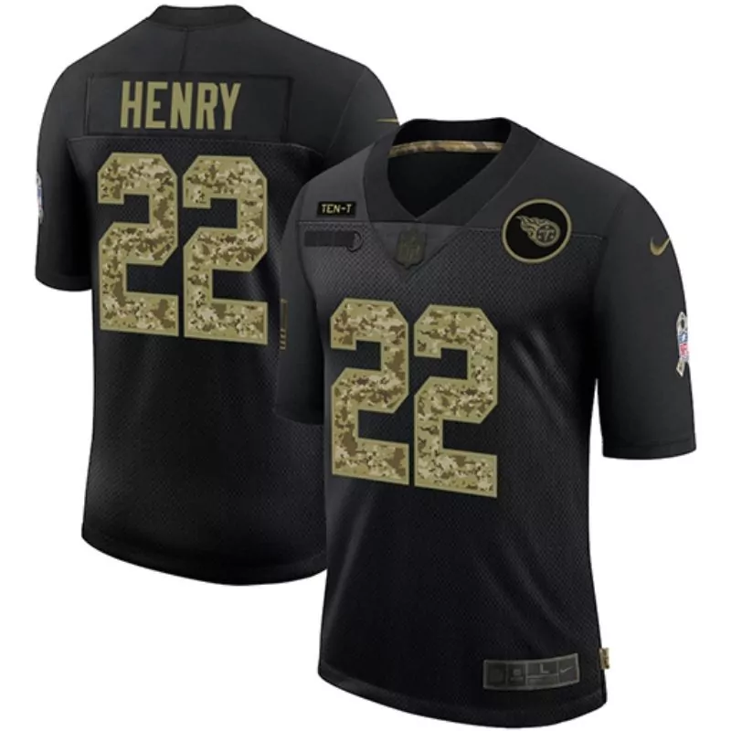 Derrick Henry 22 Tennessee Titans Jersey Black Salute To Service Ten-t Men Short Sleeve
