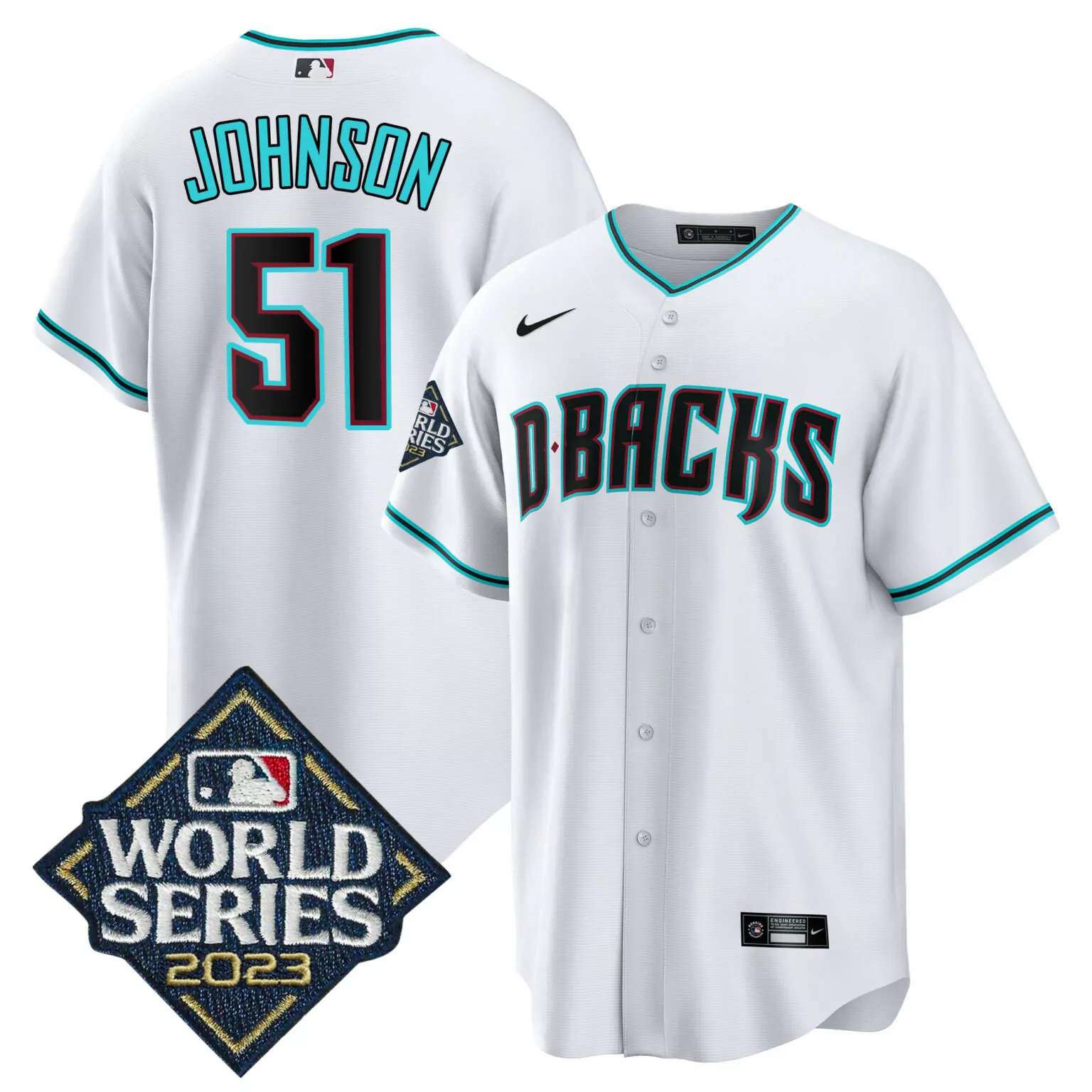 Randy Johnson 51 Diamondbacks Jersey White World Series 2023 Men Alternate Teal Black