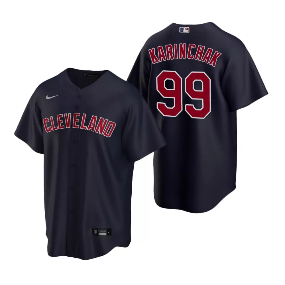 James Karinchak 99 Jersey Navy Cleveland Guardians Men MLB Red White Alternate