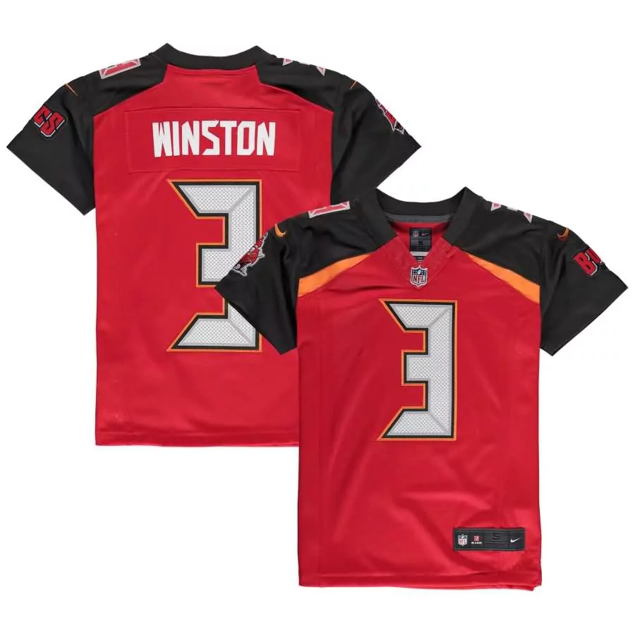 Jameis Winston 3 Jersey Red Tampa Bay Buccaneers Men Black Orange Limited