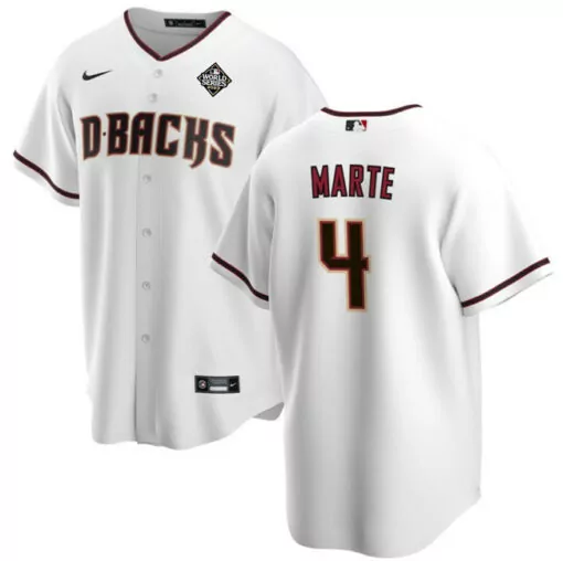 Ketel Marte 4 D-backs Jersey White World Series Men Maroon Brown Cool Base Stitched