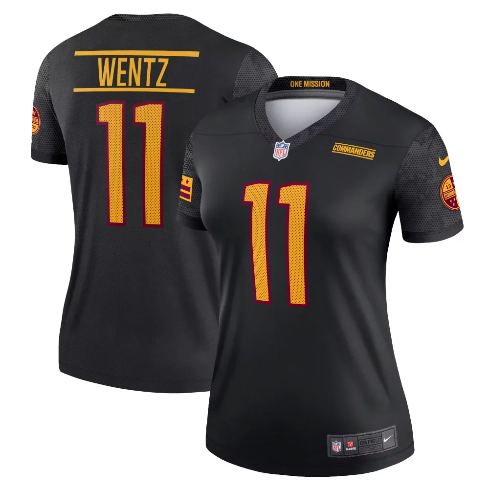 Carson Wentz 11 Commanders Jersey Black One Mission Field Women Player Maroon Gold