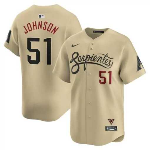 Randy Johnson 51 Serpientes Jersey Tan Maroon Black Retired