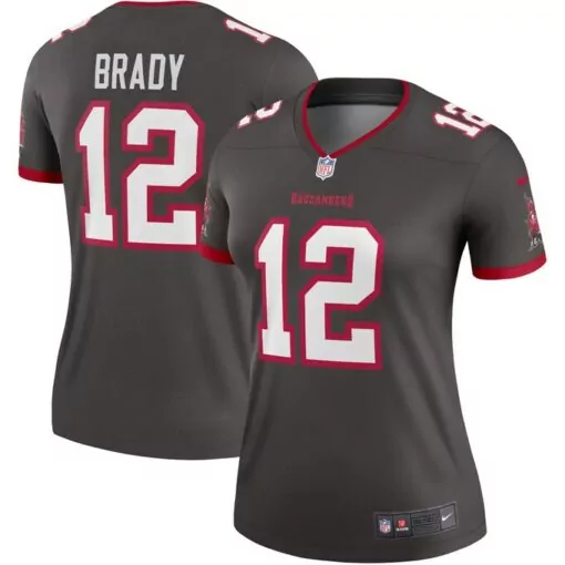 Tom Brady 12 Buccaneers Jersey Gray Women NFL Red White Alternate