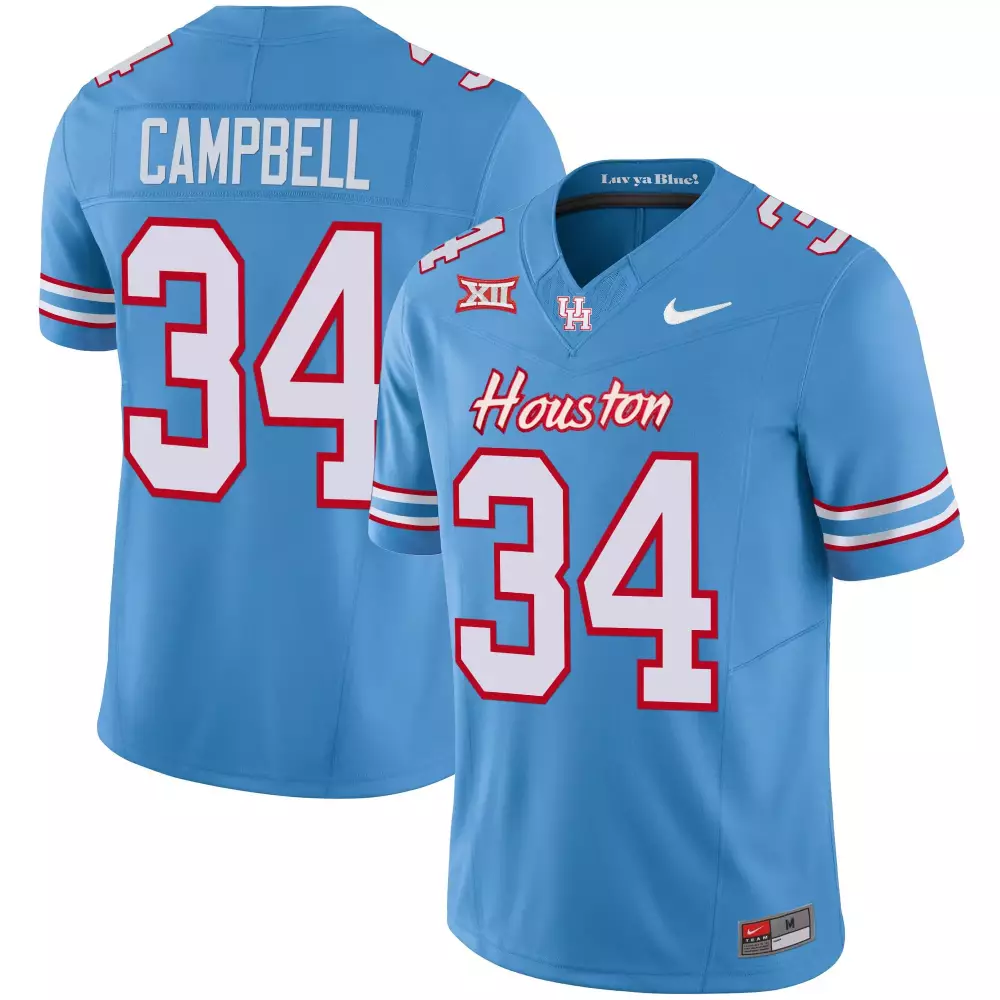 Earl Campbell 34 Houston Jersey Light Blue Xii Men White Red Vapor All Stitched