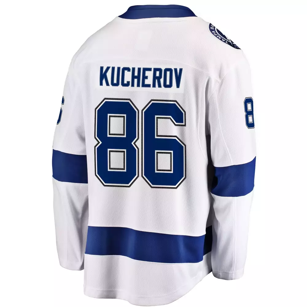 Nikita Kucherov 86 Jersey White Tampa Bay Lightning Men Blue Black Away Premier Breakaway