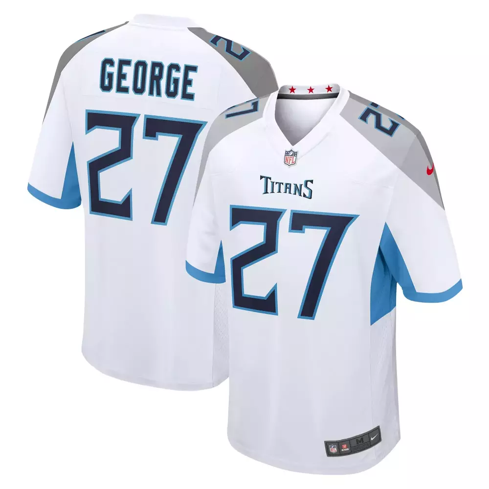 Eddie George 27 Titans Jersey White Men Standard Alternate Blue Light Grey Retired
