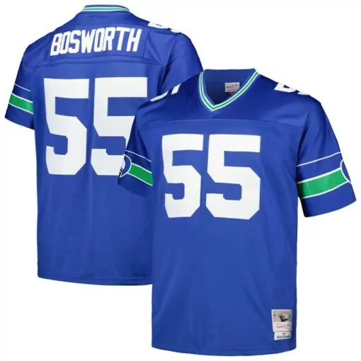 Brian Bosworth 55 Jersey Blue Seattle Seahawks Men Replica White Green Legacy Retired