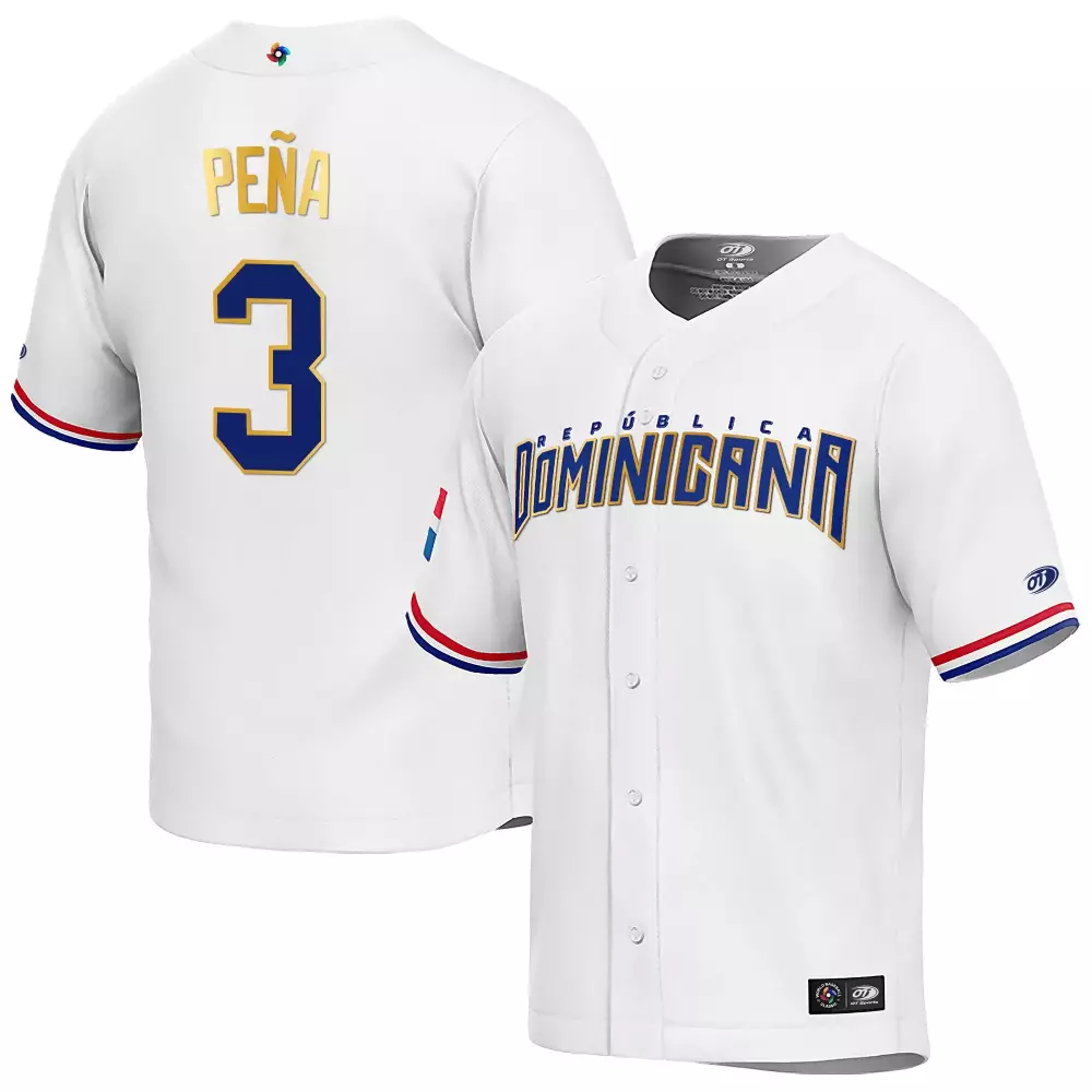 Trebor Pena 3 Dominicana Jersey White Men Blue Red Classic