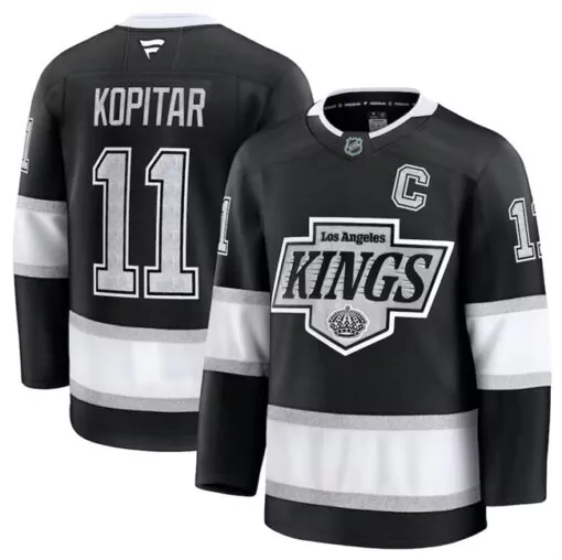 Anze Kopitar 11 Los Angeles Kings Jersey Black (captain) Men Replica White Silver