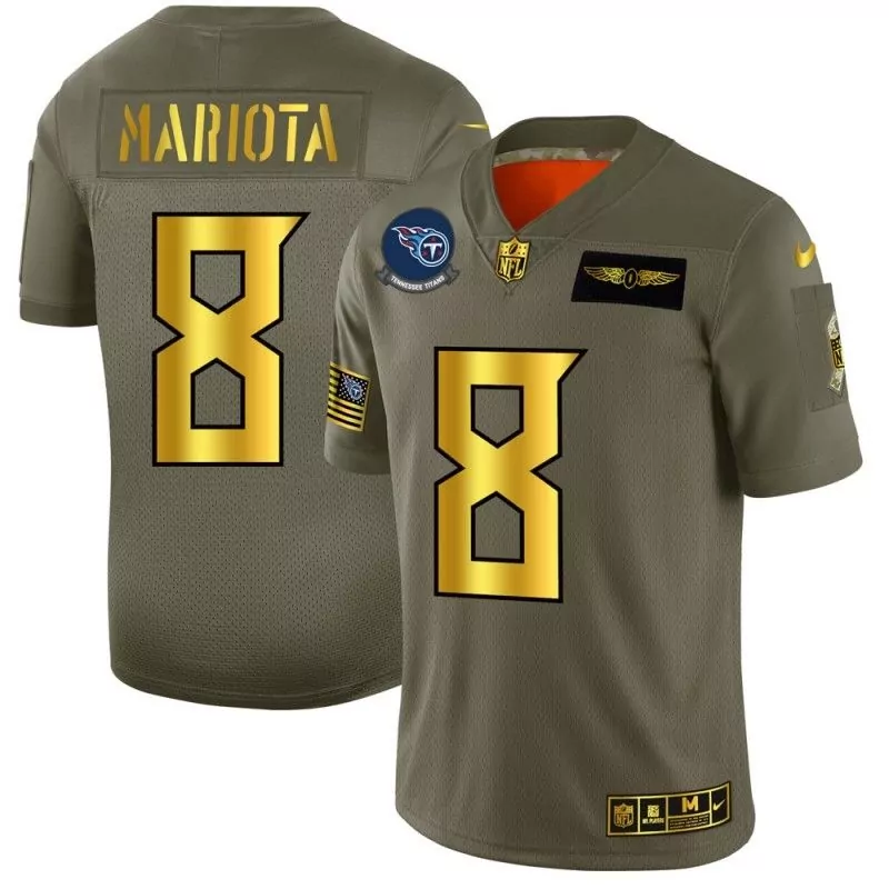 Marcus Mariota 8 Tennessee Titans Jersey Olive Green Salute To Service Us Flag Men