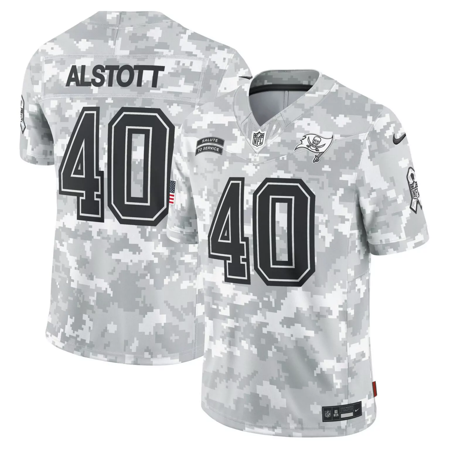 Mike Alstott 40 Jersey White Salute To Service Tampa Bay Buccaneers American Flag Nflpa