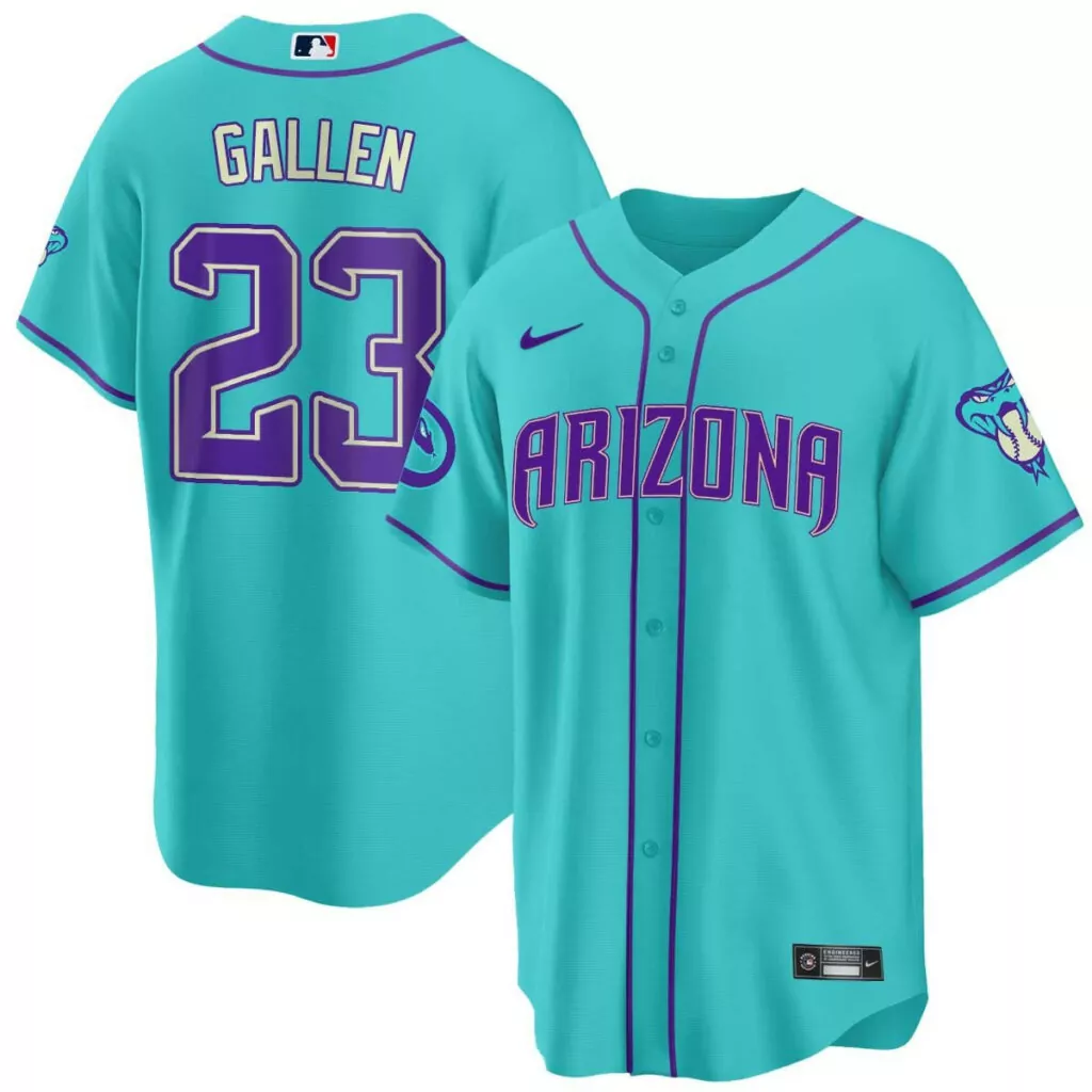 Zac Gallen 23 Jersey Teal Arizona Diamondbacks Men Alternate Purple Cool All Stitched