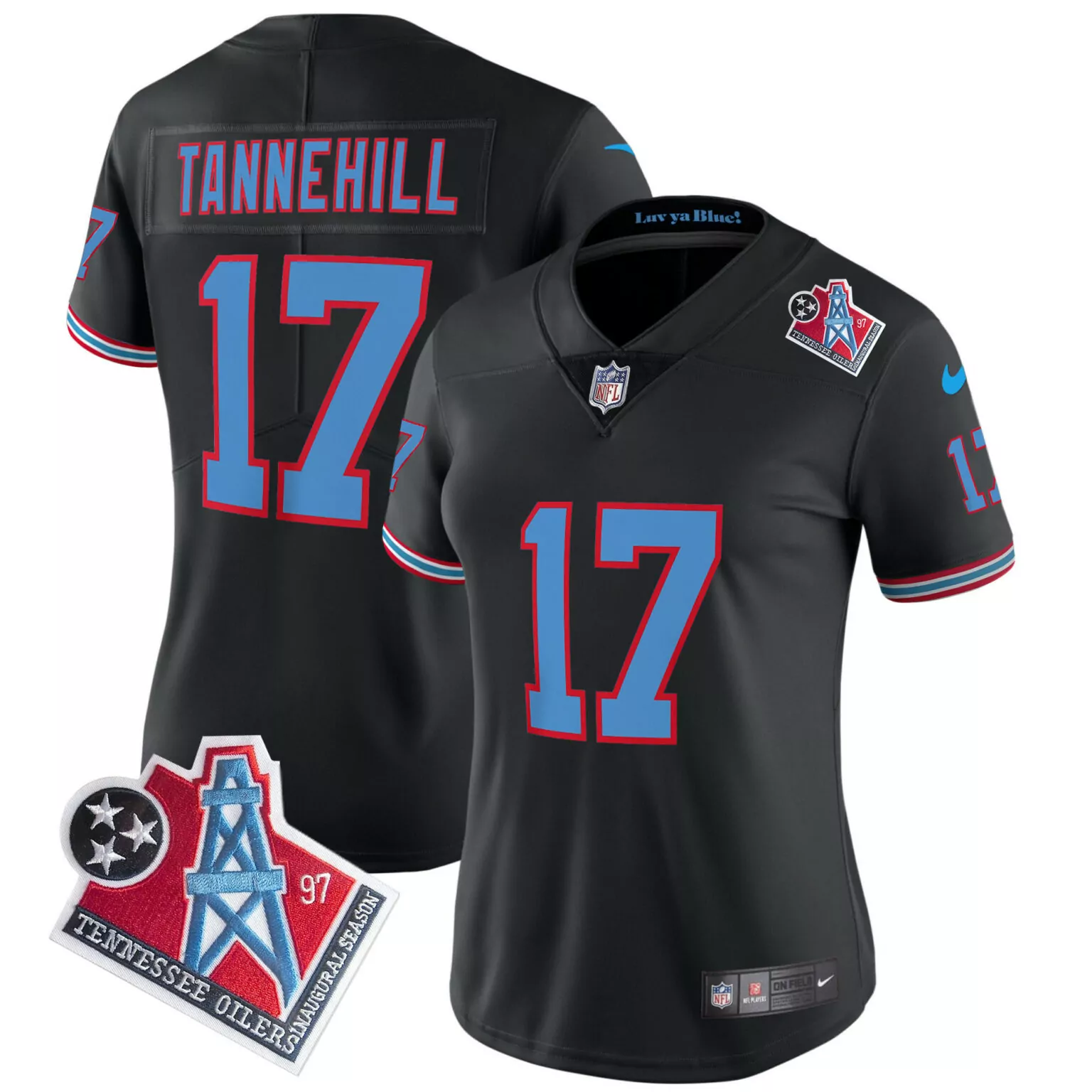 Ryan Tannehill 17 Jersey Black Tennessee Oilers Throwback Titans Men Alternate Light Blue