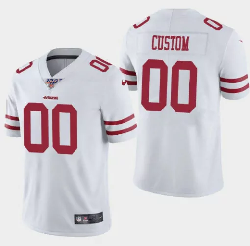 Custom 49ers Jersey White Men Red Vapor Stitched