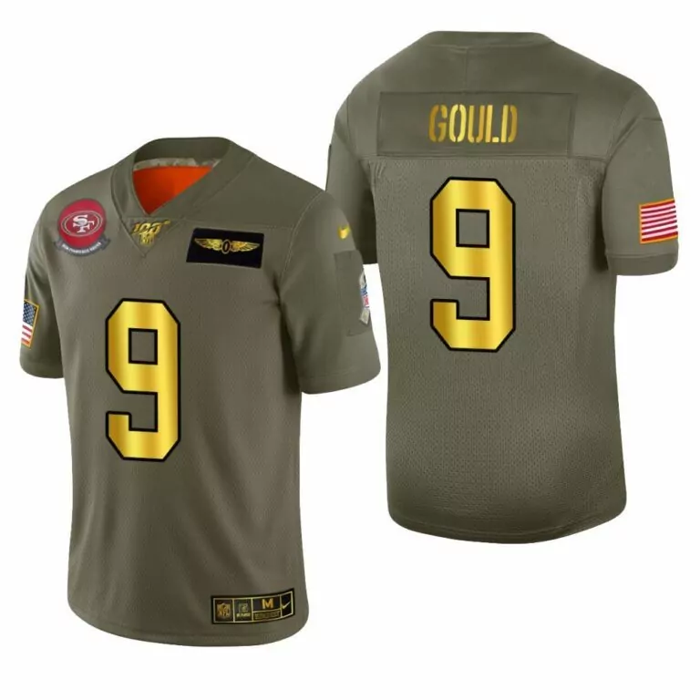 Robbie Gould 9 Jersey Olive Green Salute To Service San Francisco 49ers Us Flag 100th Season