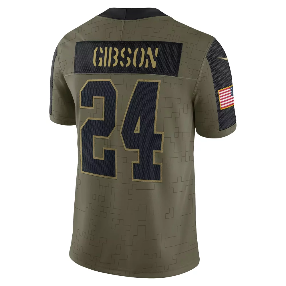 Antonio Gibson 24 Jersey Olive Green Salute To Service Washington Commanders American Flag