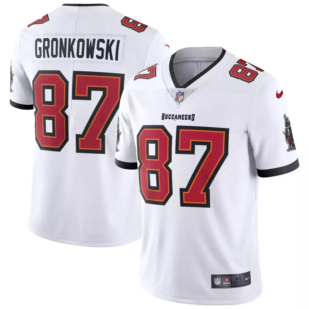 Rob Gronkowski 87 Buccaneers Jersey White Men Player Red Black Vapor