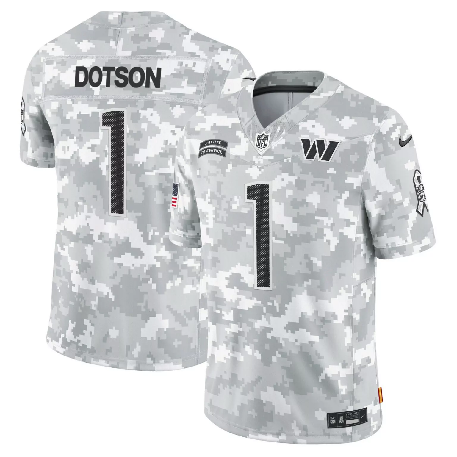 Jahan Dotson 1 Jersey White Salute To Service Washington Commanders American Flag