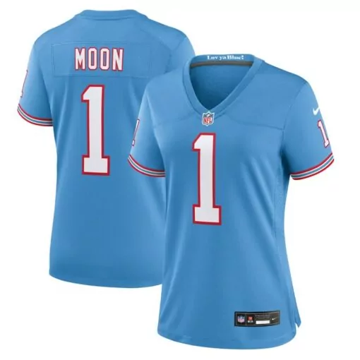 Warren Moon 1 Jersey Light Blue Standard White Red Throwback Retired Game