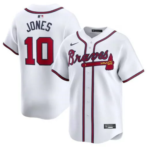 Chipper Jones 10 Braves Jersey White Men Red Navy Home Stitched