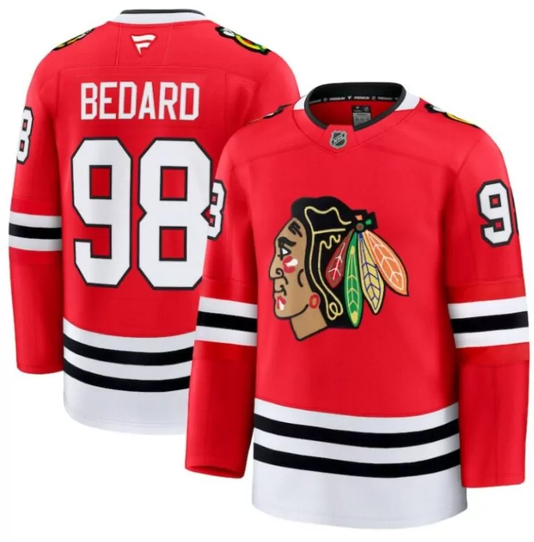 Connor Bedard 98 Jersey Red Chicago Blackhawks Men NHL Black White Custom Home Stitched