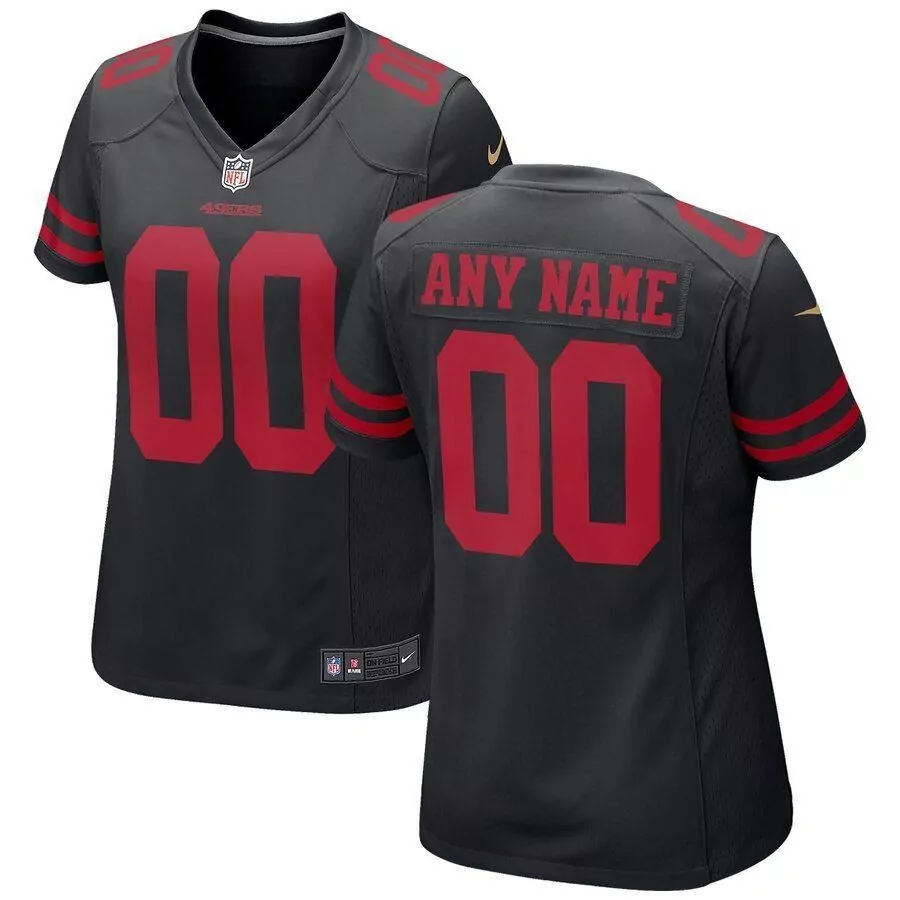 49ERS Jersey Black Women Red Alternate Custom Game