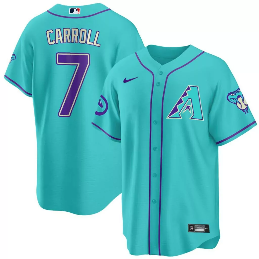 Corbin Carroll 7 Jersey Turquoise City Connect Arizona Diamondbacks Men Purple White