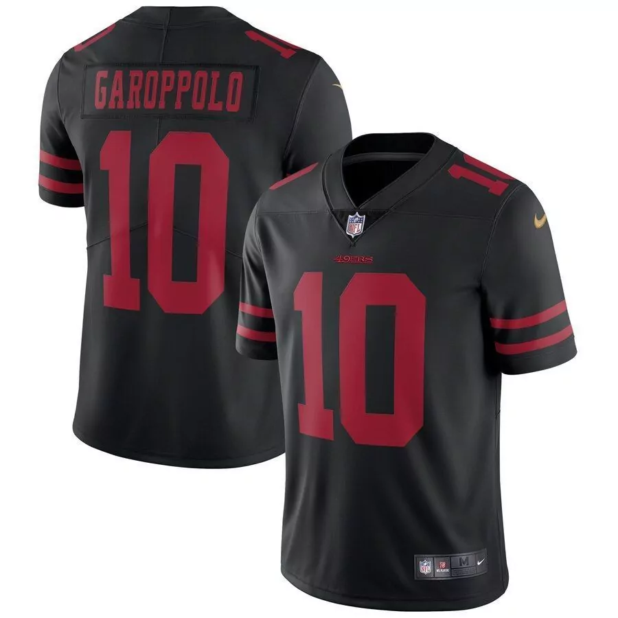 Jimmy Garoppolo 10 49ERS Jersey Black Men Game Red Vapor Limited