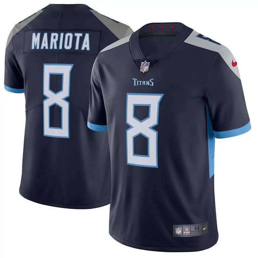 Marcus Mariota 8 Titans Jersey Navy Men Light Blue Gray Vapor Limited