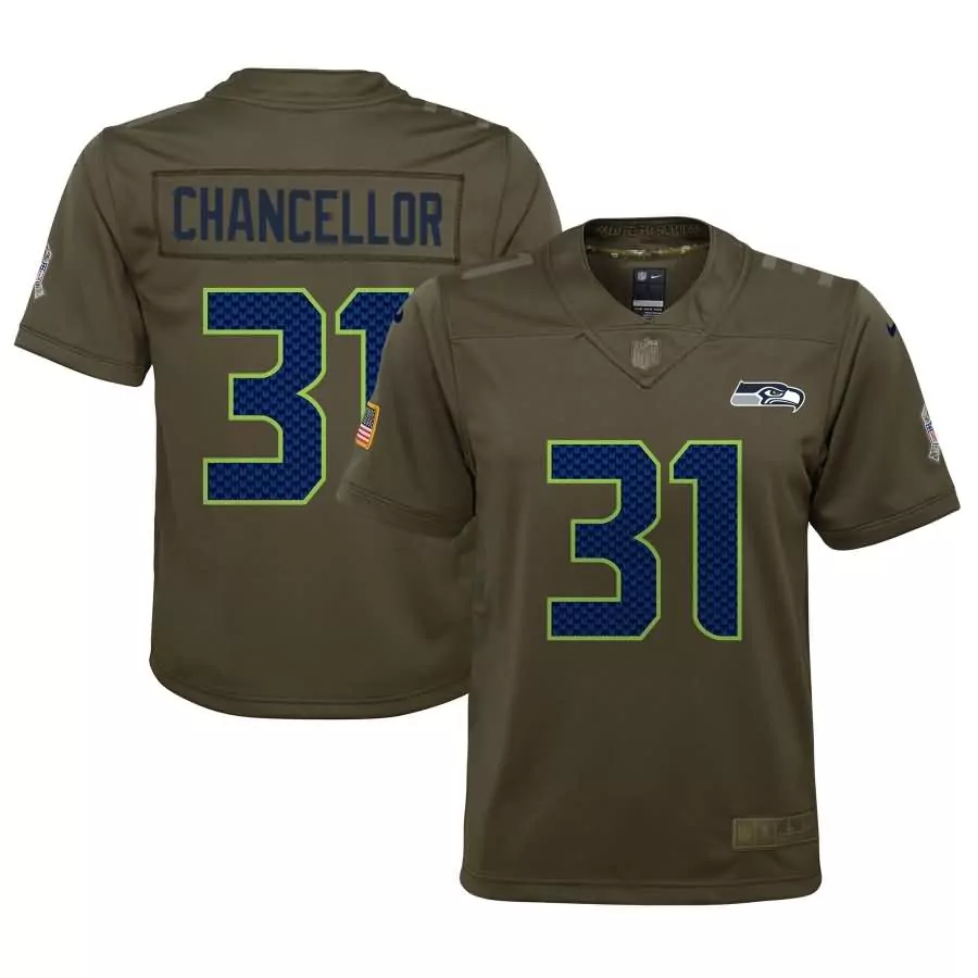 Kam Chancellor 31 Jersey Olive Salute To Service Seattle Seahawks Us Flag Men Replica