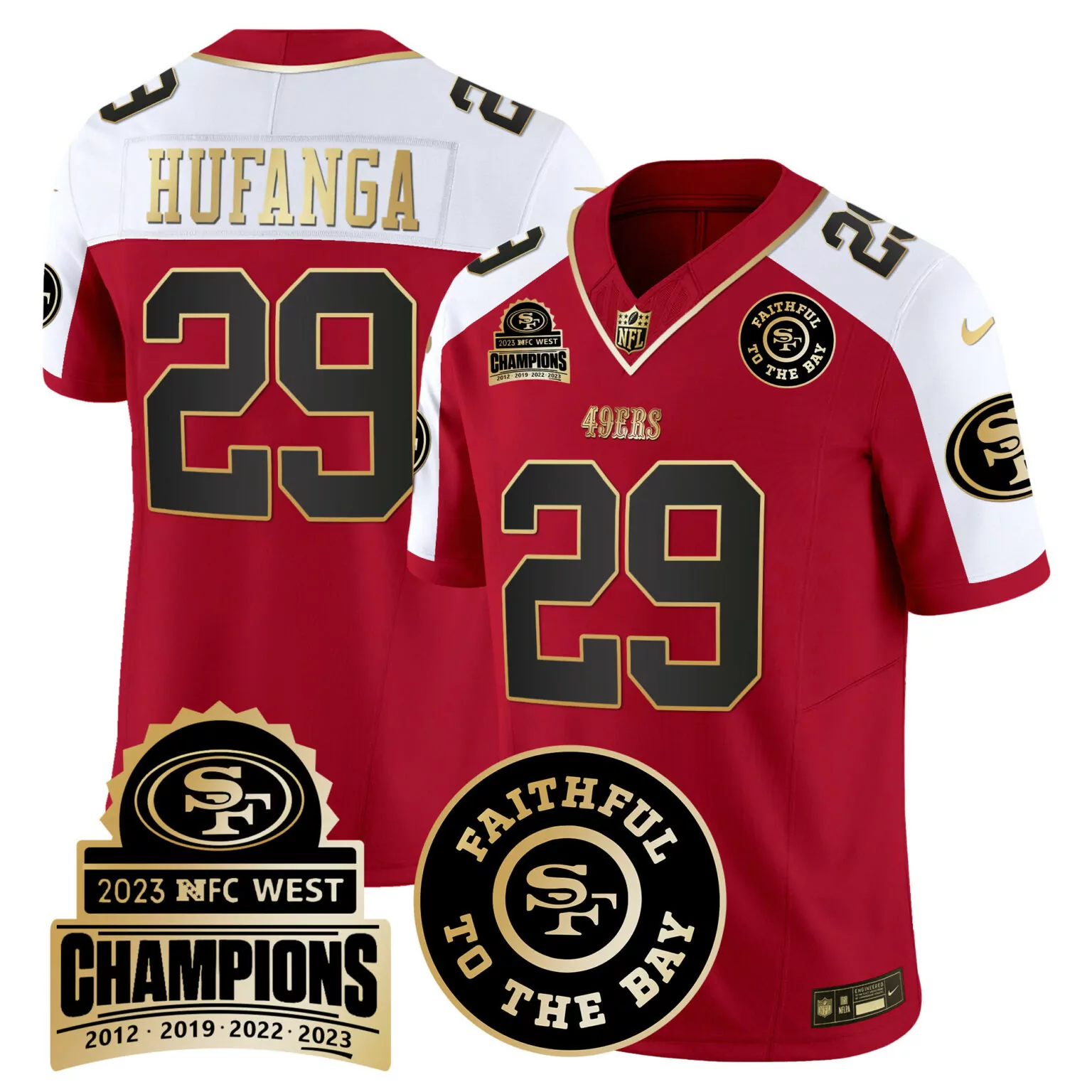 Talanoa Hufanga 29 Jersey Red NFC West Champions San Francisco 49ers Faithful To Bay