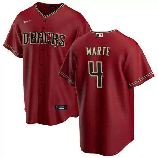 Ketel Marte 4 Jersey Maroon Arizona Diamondbacks Men Black Gold Cool Base Stitched