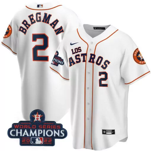 Alex Bregman 2 Houston Astros Jersey White 2022 World Series Champions Men Orange