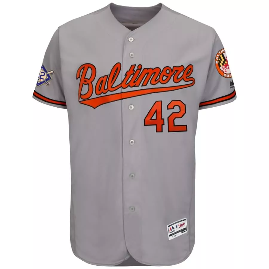 Custom Baltimore Orioles 42 Jersey Gray Jackie Robinson Day Maryland Flag Men Orange