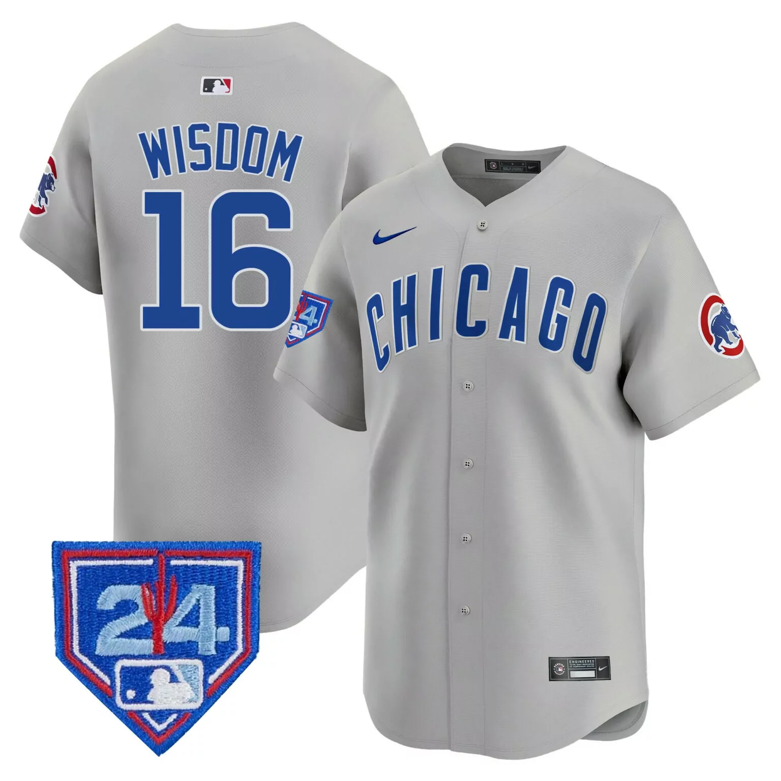 Patrick Wisdom 16 Cubs Jersey Gray Men Blue White v2 All Stitched