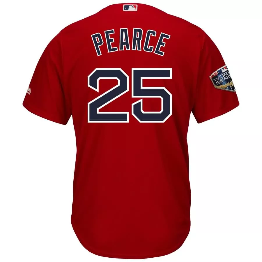 Steve Pearce 25 Jersey Red Washington Nationals 2019 World Series Men MLB Navy Blue