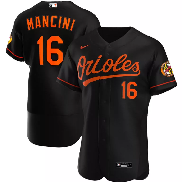 Trey Mancini 16 Orioles Jersey Black Men Orange Alternate