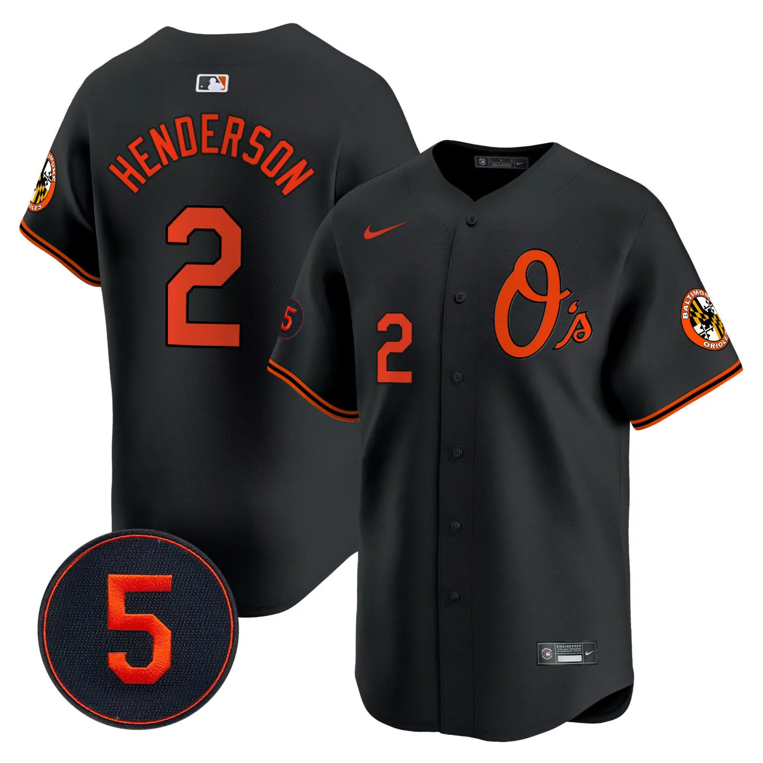 Gunnar Henderson 2 Jersey Black Baltimore Orioles Men Alternate Orange v4 All Stitched