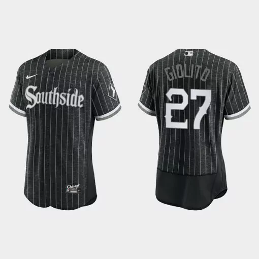 Lucas Giolito 27 Jersey Black Chicago White Sox Men Grey Replica Flex Base Stitched