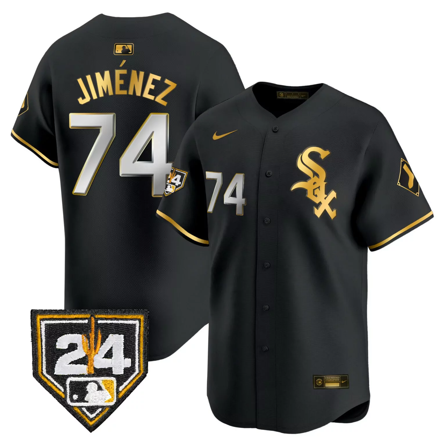 Eloy Jimenez 74 Chicago White Sox Jersey Black City Connect Men Gold All Stitched