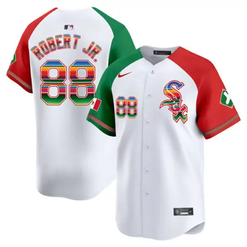 Luis Robert Jr. 88 Jersey White City Connect Chicago Sox Mexico Flag Men Split Custom Design