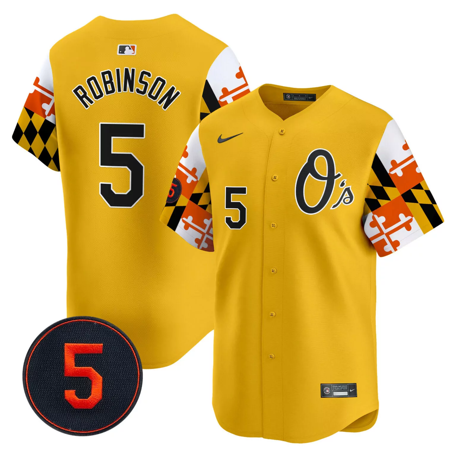 Brooks Robinson 5 Jersey Yellow City Connect Baltimore Orioles Engineered Men Custom Design