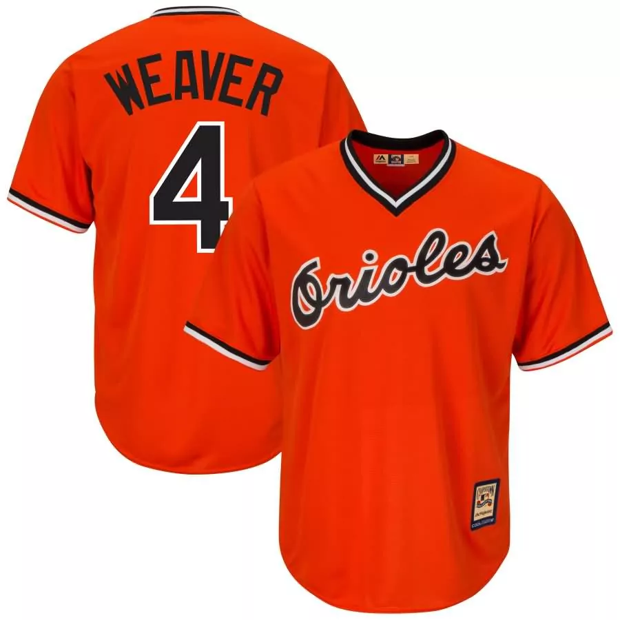 Luke Weaver 4 Orioles Jersey Orange Majestic Men Black White Cool Base Cooperstown