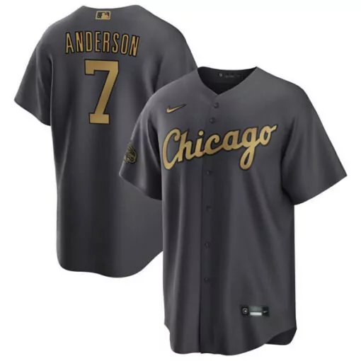 Tim Anderson 7 Chicago Jersey Gray Gold Cool Base Stitched