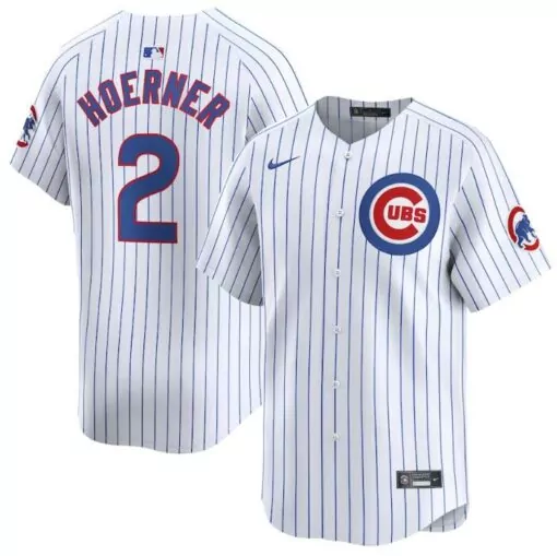 Nico Hoerner 2 Cubs Jersey White Men Pinstripe Blue Home Limited Stitched