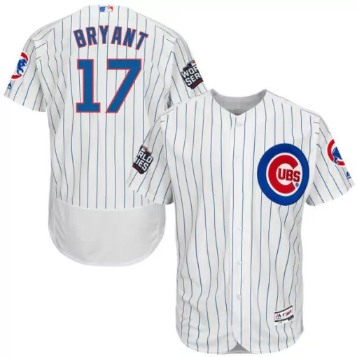 Kris Bryant 17 Cubs Jersey White World Series Men Blue